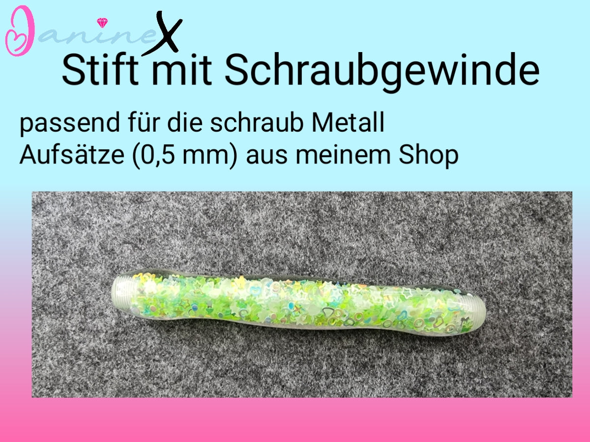 ergonomischer Diamond Painting Stift (Schraubgewinde) - grün nachtleuchtend - breiter Stift