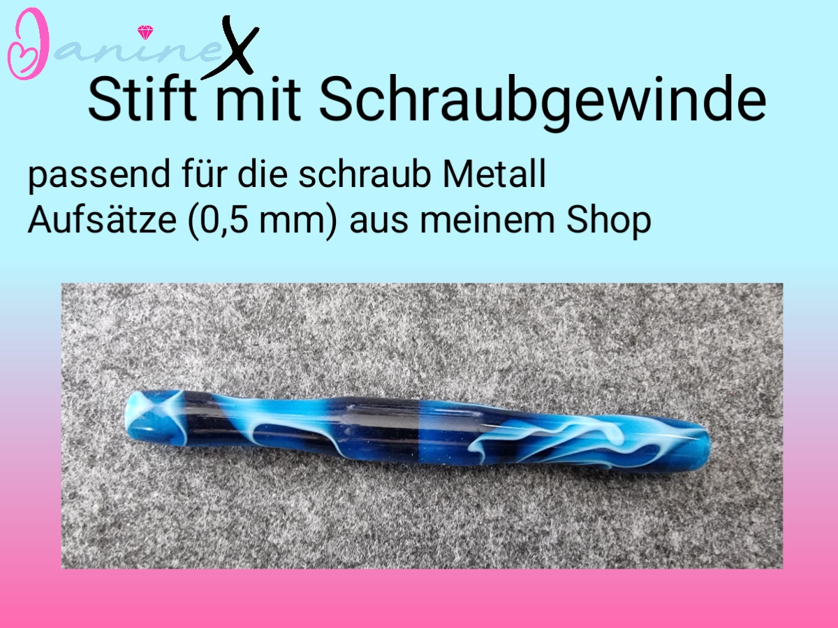 ergonomischer Diamond Painting Stift (Schraubgewinde) - dunkelblau-weiß marmoriert - schmaler Stift