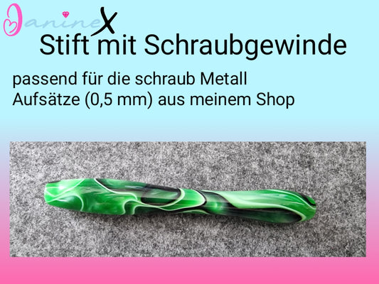 ergonomischer Diamond Painting Stift (Schraubgewinde) - grün-weiß marmoriert - mitteldick