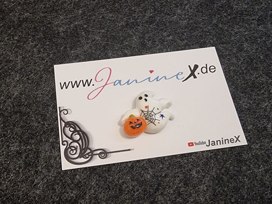 Folienmagnet Halloween #932 - Geist mit Kürbis