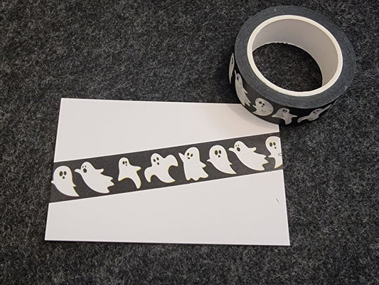 Diamond Painting Washi Tape 15 mm / Abklebeband #32 - Halloween Geister schwarz/weiß