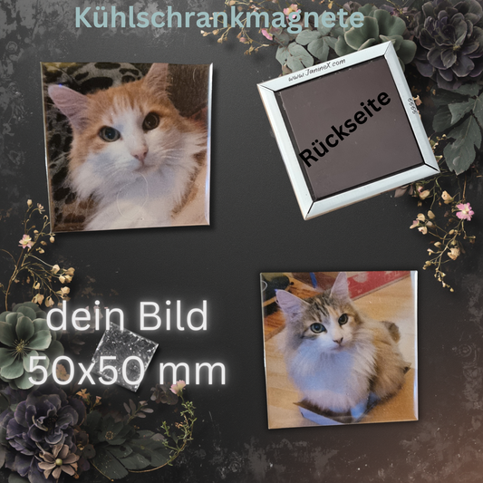 Kühlschrank Magent mit deinem BILD in 50x50 mm - 2 Stück