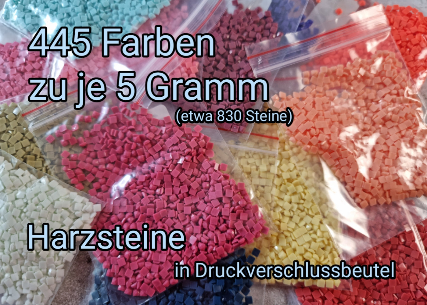 HARZ Steine Set mit 445 Farben je 5 Gramm