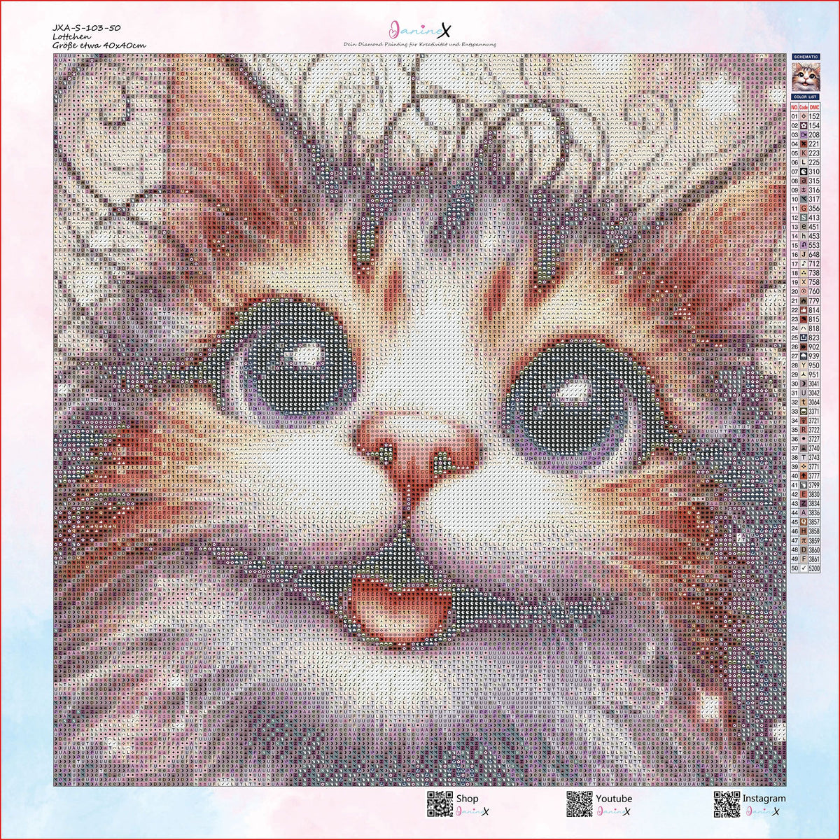 SOFORTKAUF Diamond Painting ECKIG JXA-103 - 40x40 mit 50 Farben - Lottchen