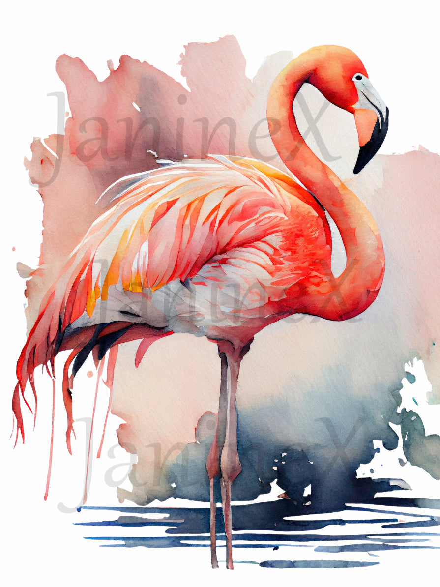 Diamond Painting Leinwand RUND ohne Steine  - lizenziert "Flamingo"