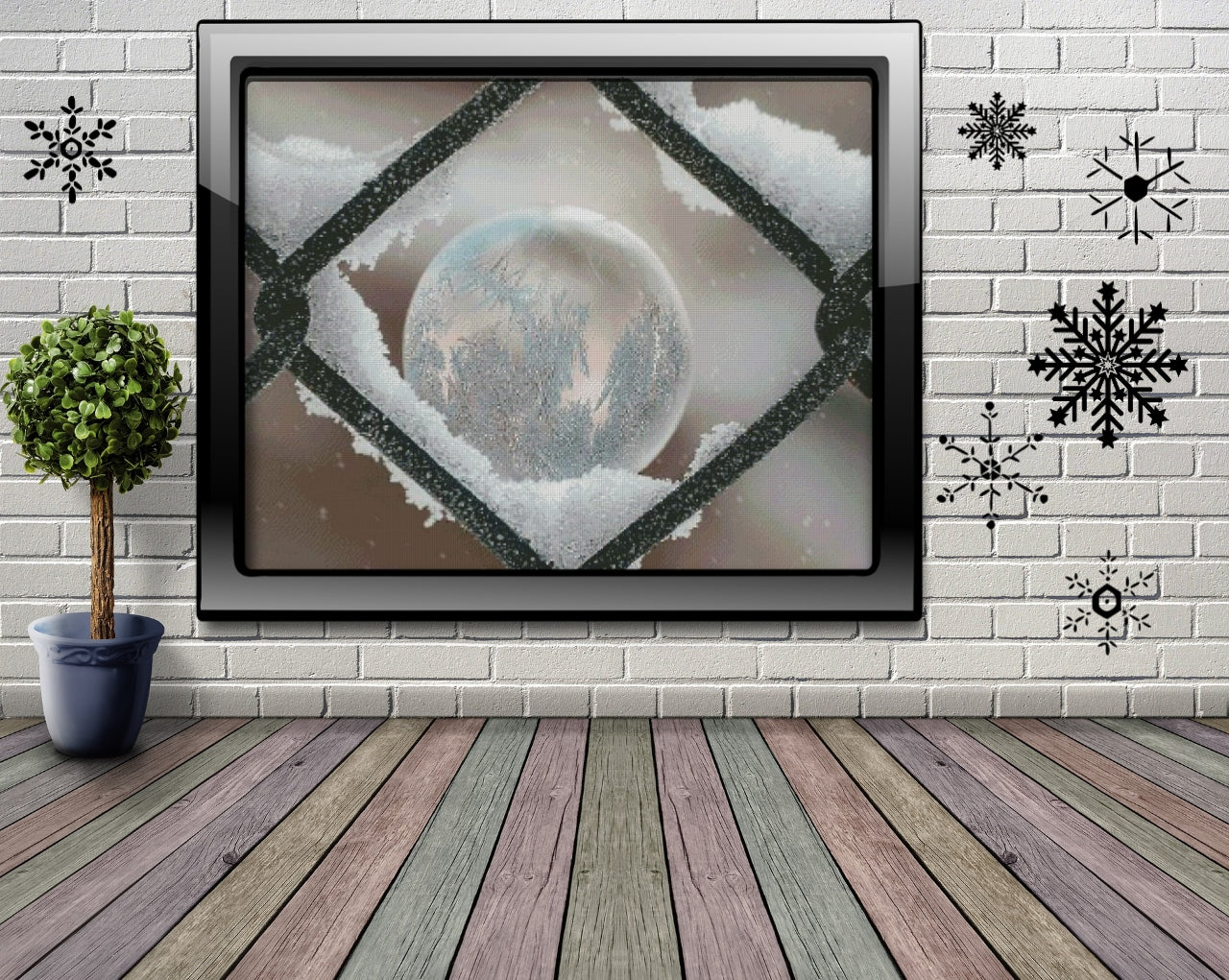 Diamond Painting Bild MIT runden Steine  -  Caros Foto Linse "Schneekristall"