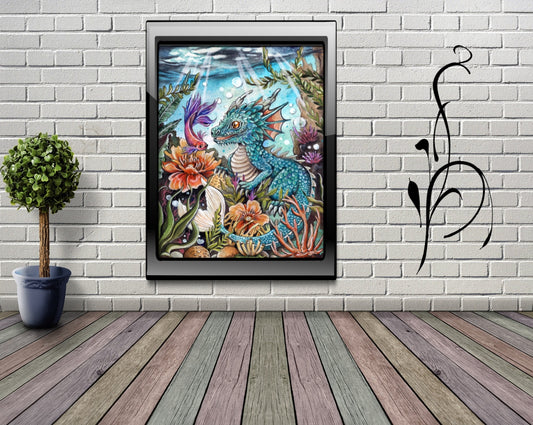 Diamond Painting Bild MIT eckigen Steine  - Harena`s Artwork "Baby blue Waterdragon"