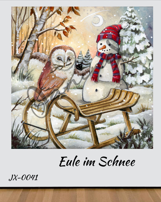 VORBESTELLUNG Diamond Painting MIT eckigen Steine JX-0041 - Harena`s Artwork "Eule im Schnee"