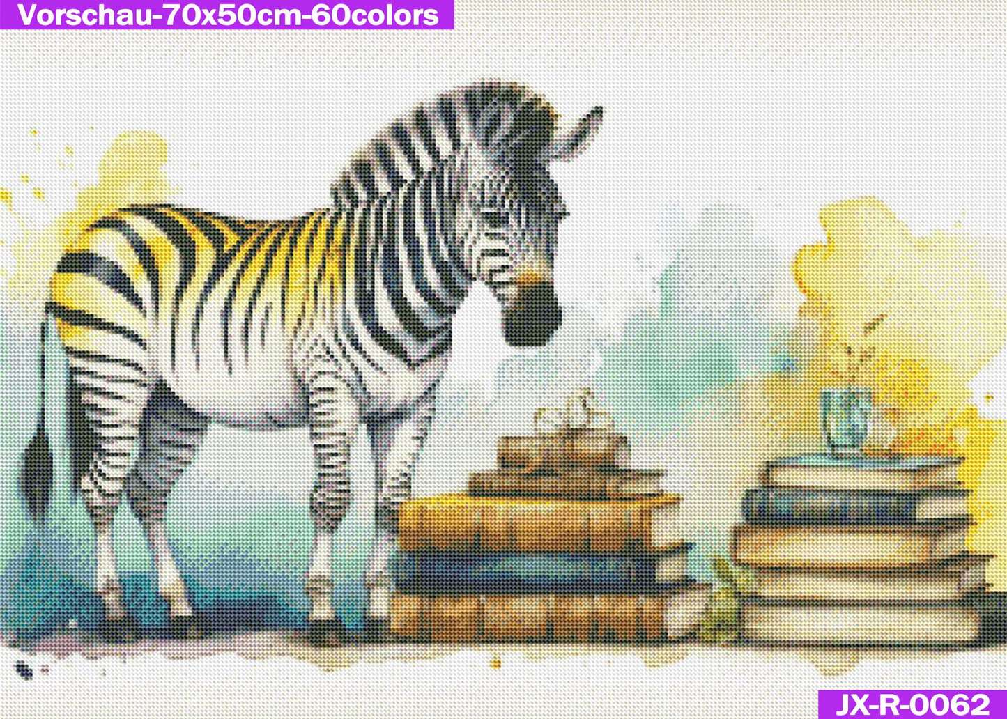Vorbestellung - Diamond Painting Bild JX-0062 - lizenziert "Bücher Zebra" wähle deine Variante