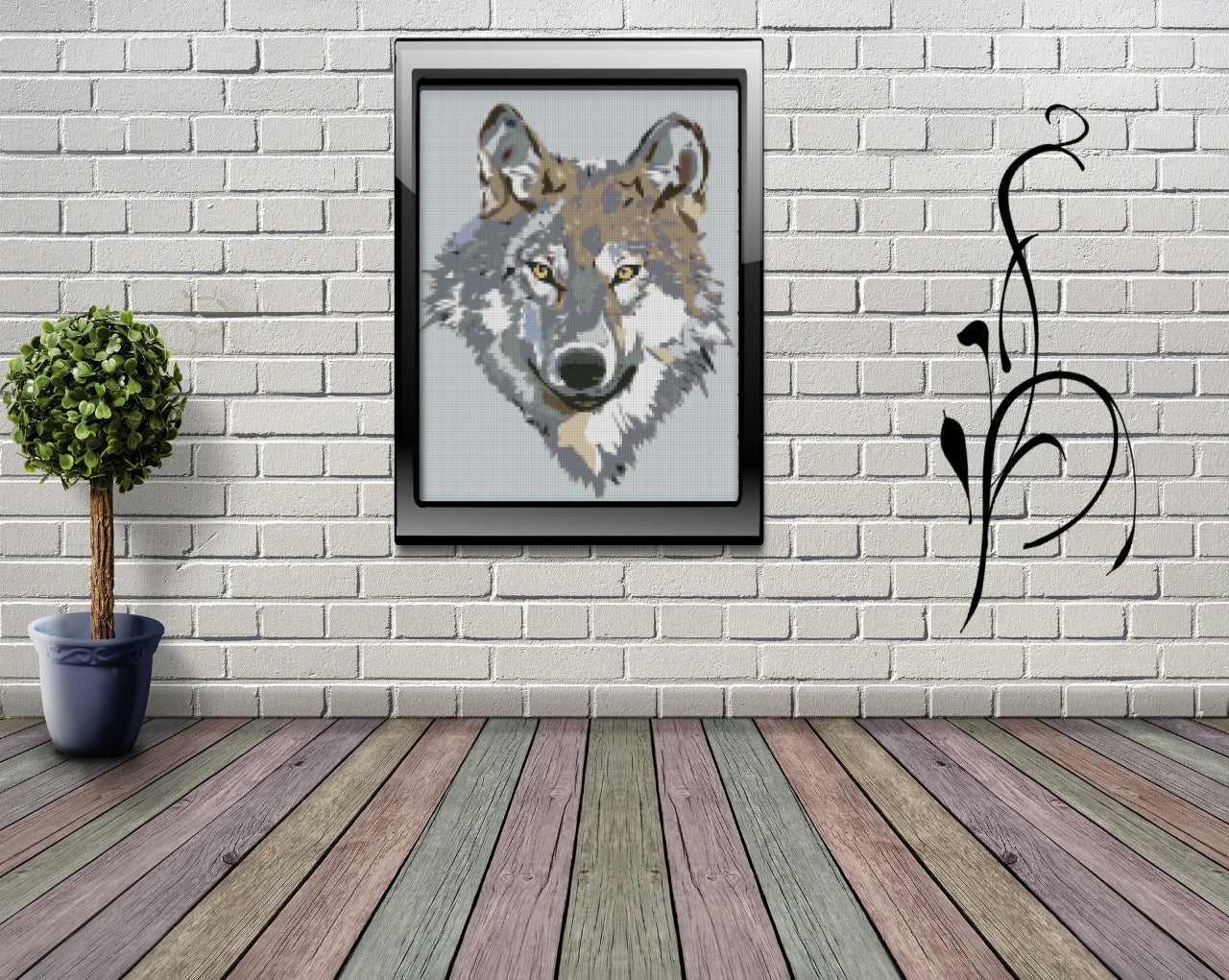 Diamond Painting Leinwand ECKIG ohne Steine  - lizenziert "Wolf"