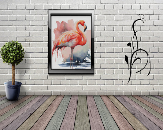 Diamond Painting Leinwand RUND ohne Steine  - lizenziert "Flamingo"