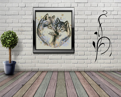 Diamond Painting Leinwand RUND ohne Steine  - lizenziert "Wolfsliebe"