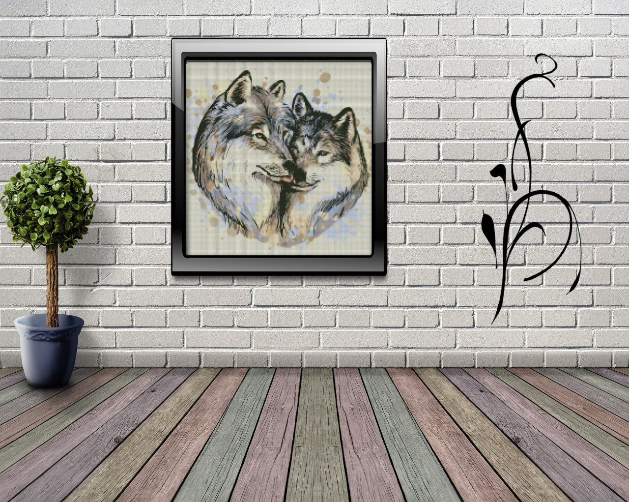 Diamond Painting Bild MIT runden Steine  - lizenziert "Wolfsliebe"