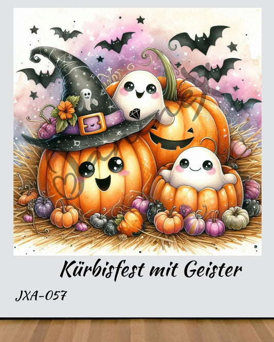 VORBESTELLUNG Diamond Painting ECKIG JXA-057 - Kürbisfest mit Geister