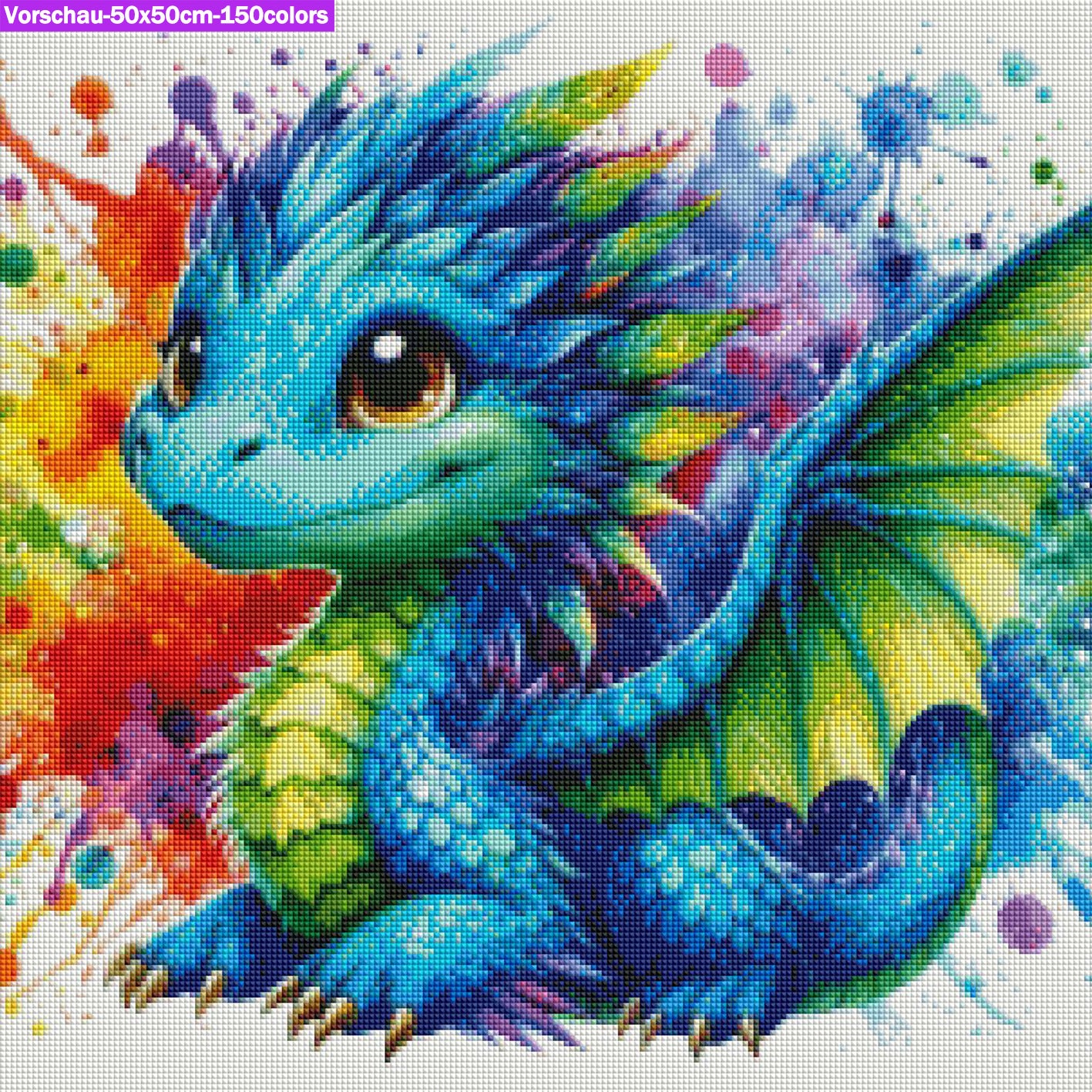 VORBESTELLUNG Diamond Painting ECKIG JXA-066 - bunter Drache