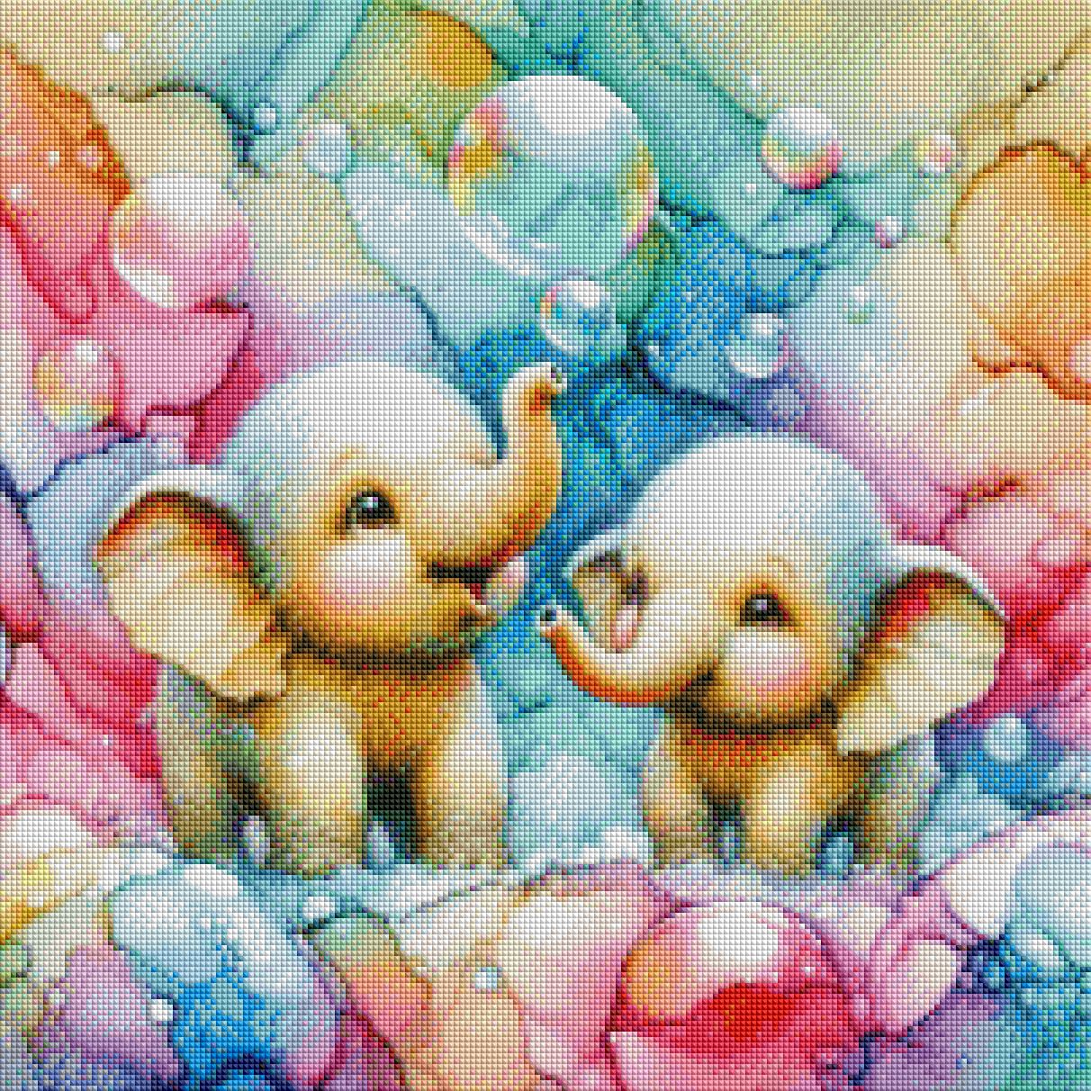 SOFORTKAUF Diamond Painting ECKIG JXA-071 - 50x50 mit 90 Farben - Elefantenbubbles