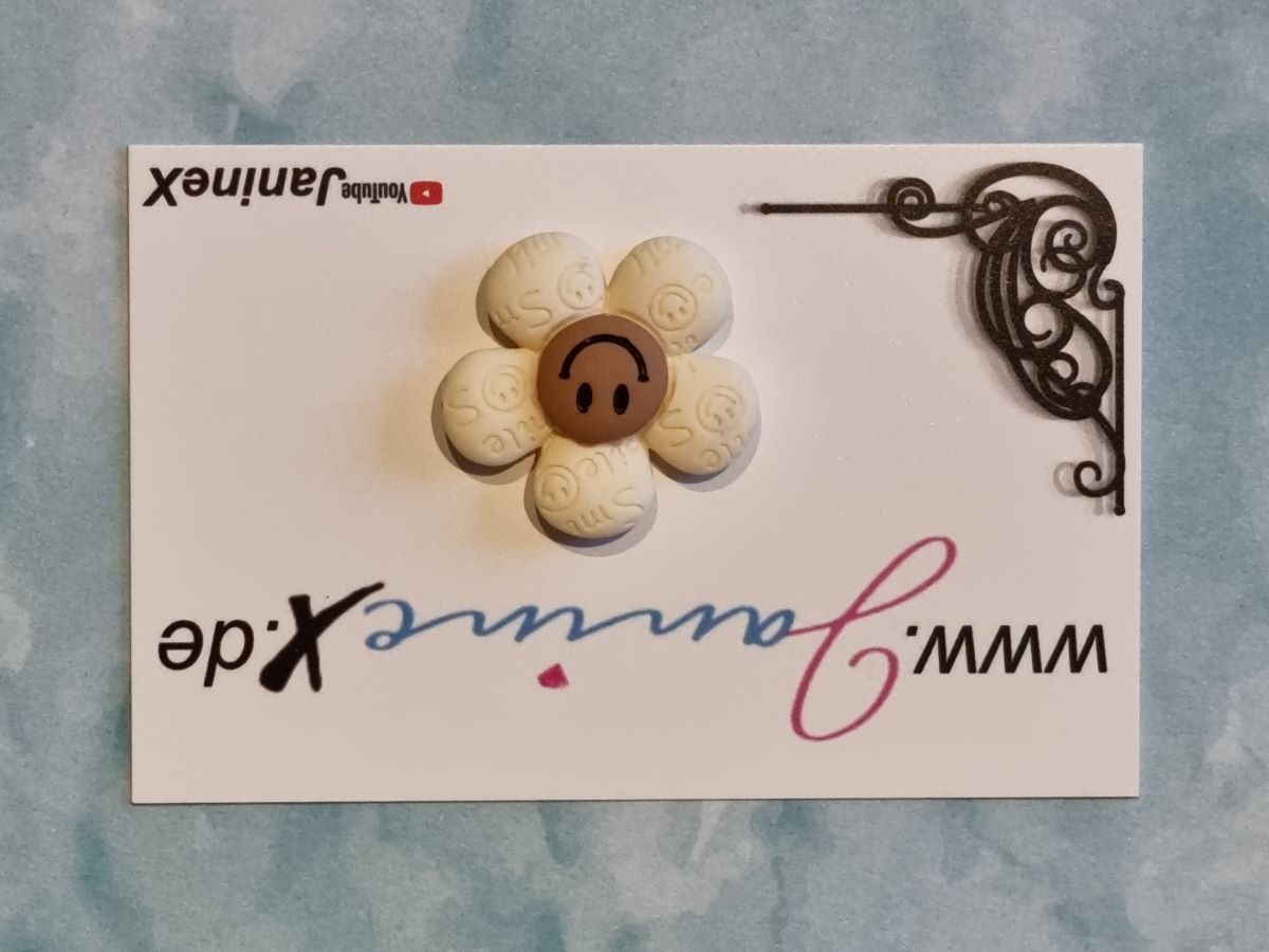 Folienmagnet #095 - Blume mit Lächeln weiss/braun