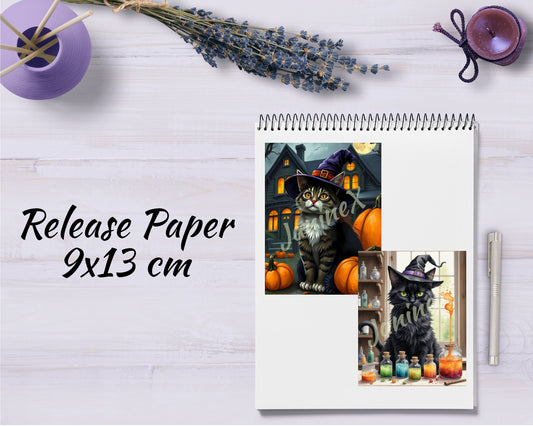 Diamond Painting Motiv Release Paper 9x13 - MIX Halloween Katzen