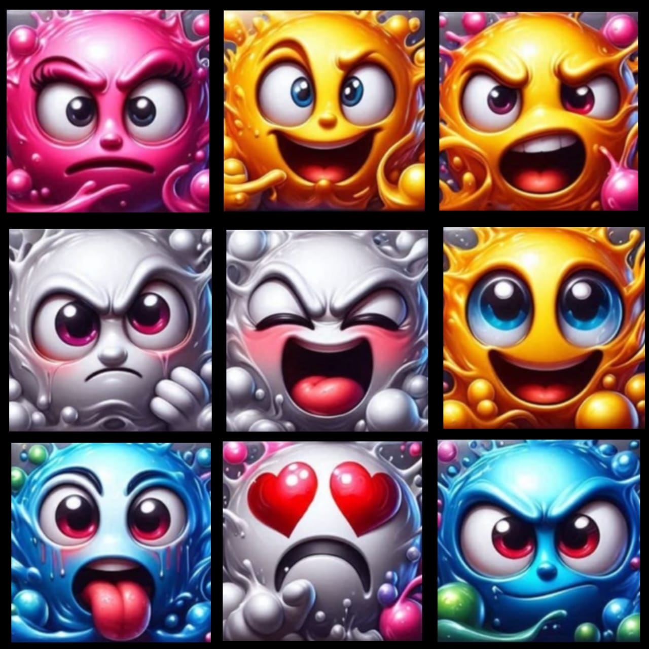 Diamond Painting Bild JXA-010 bis JXA-018 - 9 Motive für Crazy Faces