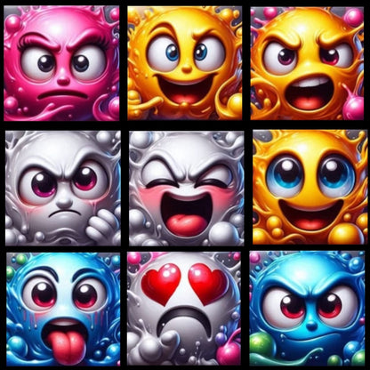 Diamond Painting Bild JXA-010 bis JXA-018 - 9 Motive für Crazy Faces